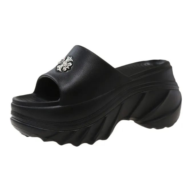 Warm Edge Platform Slippers For Women's Summer, Height Increasing, Home, Indoor, And Office Use-4