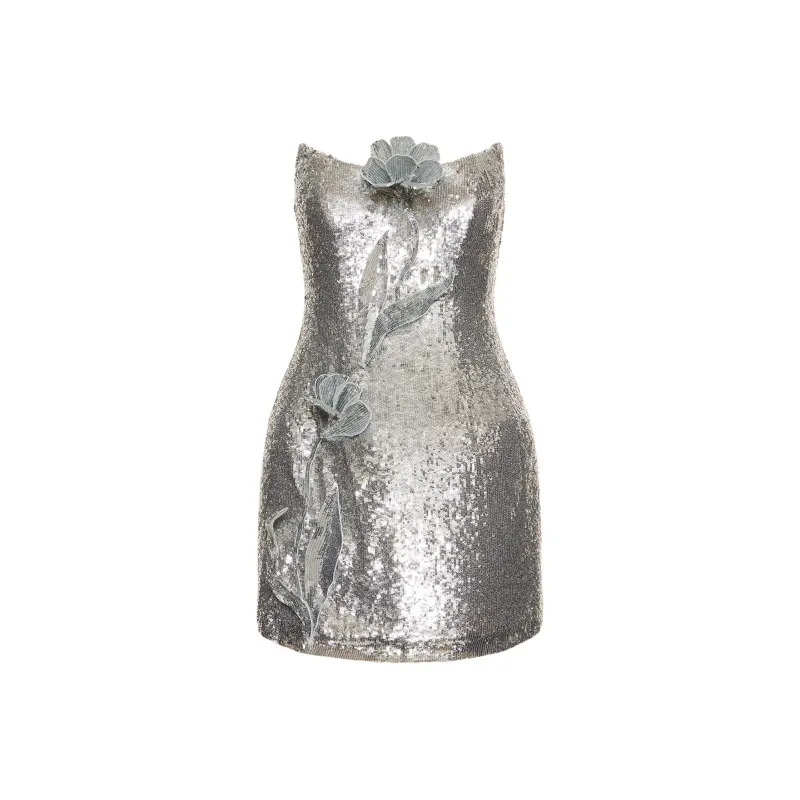 OSCAR DE LA RENTA Sleeveless Dress Women's Silver-0