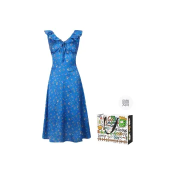 OURUOKE Sleeveless Dress Women's Island Blue