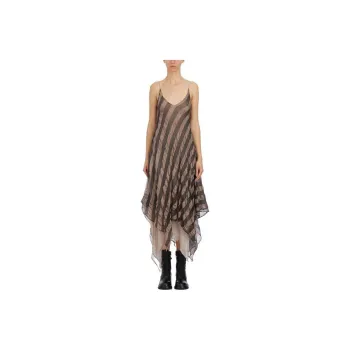 MARC LE BIHAN Striped Asymmetric Midi Dress