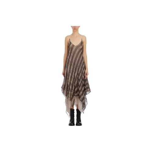 MARC LE BIHAN Striped Asymmetric Midi Dress