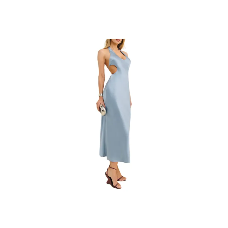 REFORMATION Cacio Silk Dress Slip Dress Women's Blue-0