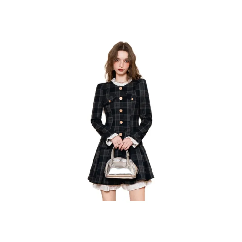 BANANA BABY Long Sleeved Dress Women's Black-1