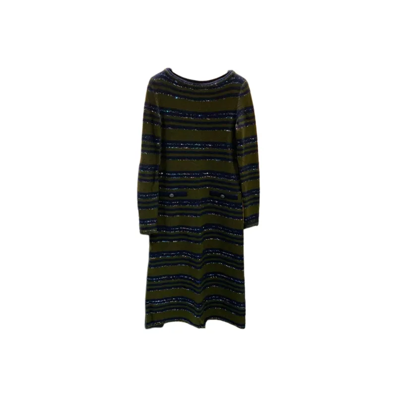 CHANEL Long Sleeved Dresses Women's Dark Green-0