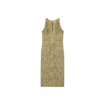 St. John Metallic-effect Tweed Midi Dress