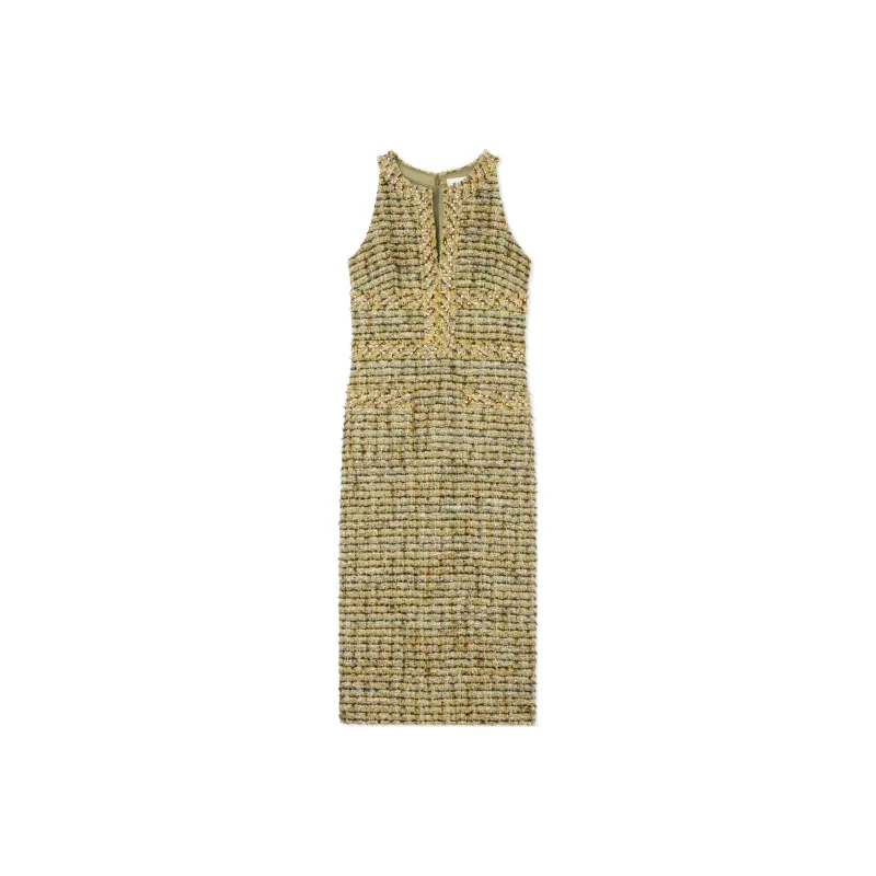 St. John Metallic-effect Tweed Midi Dress-0