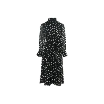 BESIONIA SS25 Long Sleeved Dress Women's Black Pattern