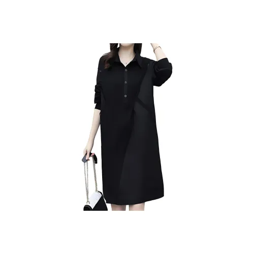 Mapping Long Sleeved Dresses Women's Black