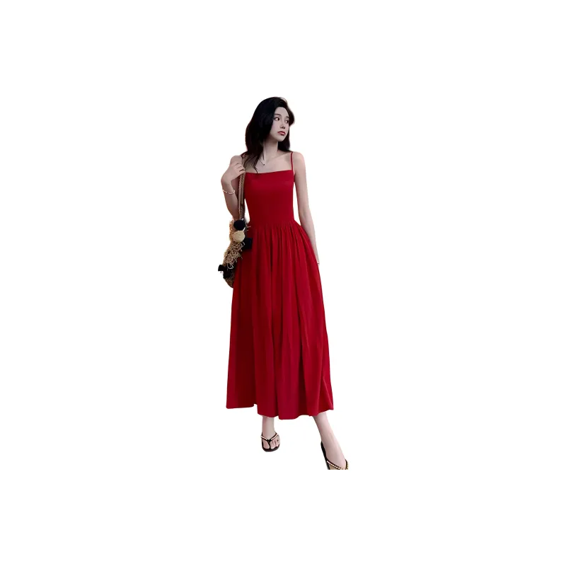 ABCMININ Slip Dresses Women's Red-0