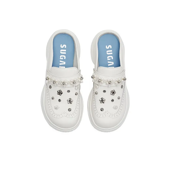 SUGARSU Abrasion Resistant Slip Resistant Closed Toe Slippers Women's White-2