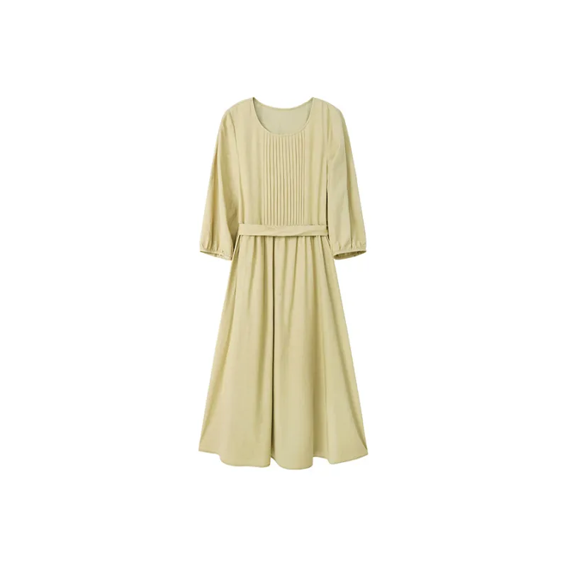 Fragment Long Sleeved Dress Women's Avocado Green-0