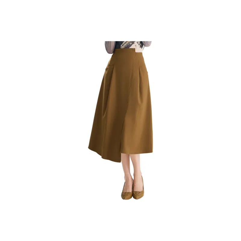 SMEN Casual Long Skirts Women's Coffee-0