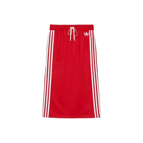 GUCCI X Adidas Cotton Jersey Skirt Bright Red