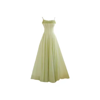 Mu Xiao Xin Slip Dress Women's Green Maxi Skirt