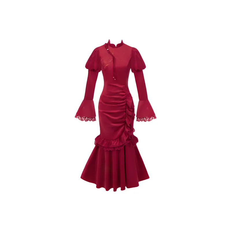 OUTDOORPRINCE Long Sleeved Dress Women's Red-0