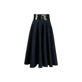 Alaia Belted Denim Skirt