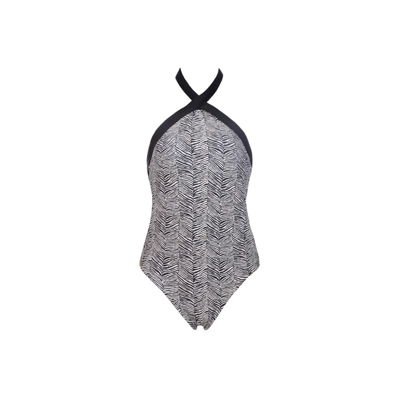 Selmark One Piece Swimsuits Women's Black White-0