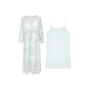 3COLOUR Skirt Set Women's Sky Blue Floral