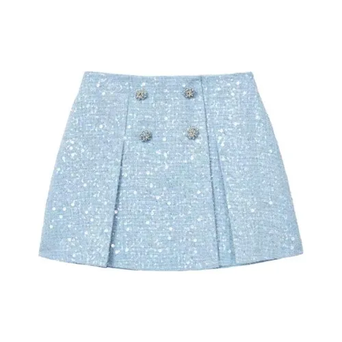 Self portrait FW23 Casual Short Skirts Women's Misty Blue