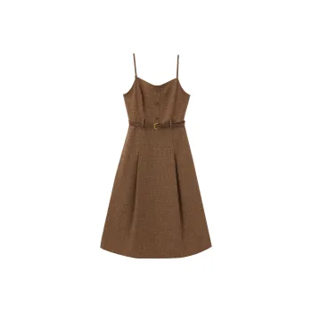 XIANGYING Sleeveless Dress Women's Coffee