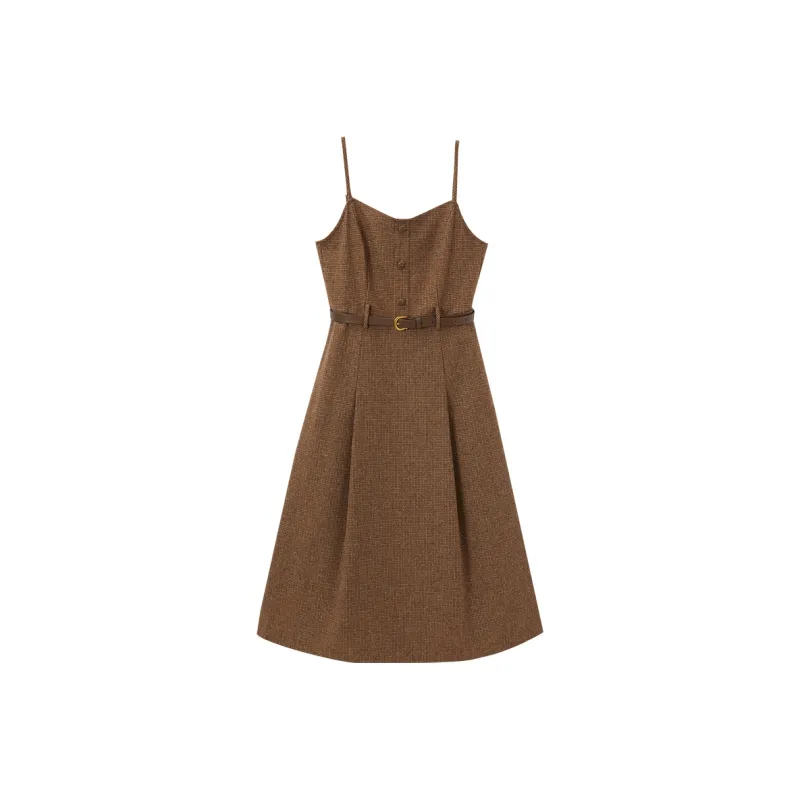 XIANGYING Sleeveless Dress Women's Coffee-0