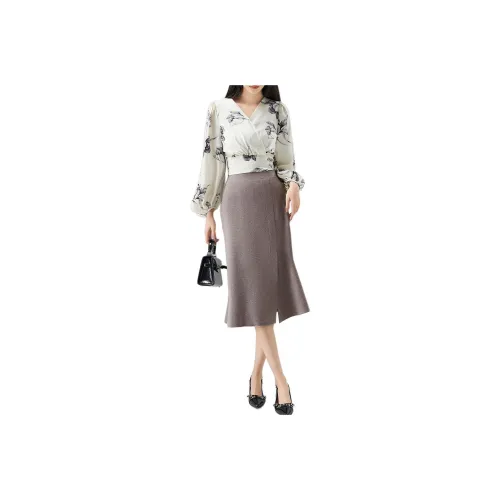 【dme】 Casual Long Skirts Women's Smoke Gray