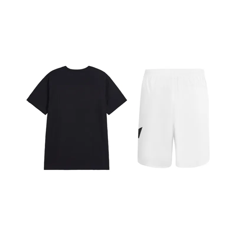 LiNing Casual Sportswear Unisex Black Top+White Pants-1