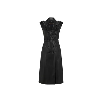 HUGO BOSS Faux leather Double breasted Midi Dress