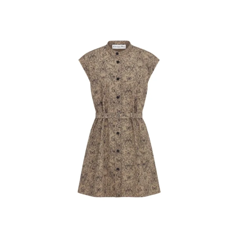 DIOR Sleeveless Dress Women's Beige-0