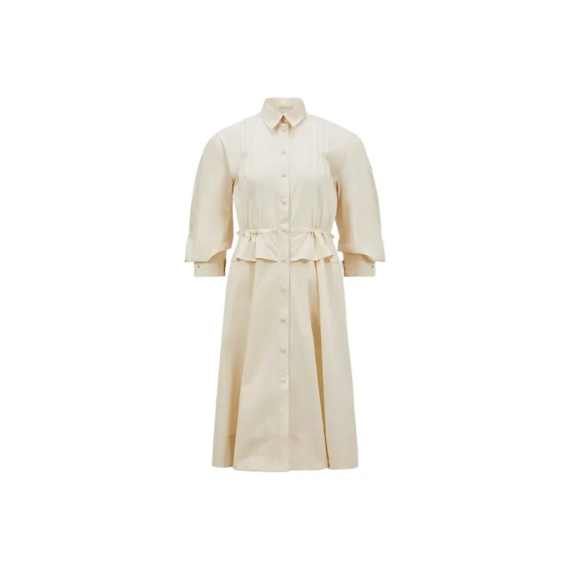 Moncler Long Sleeved Dresses Women's Ivory White-0