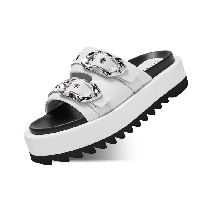 CHERYKALLY Slide Slippers Women's Mist White-2