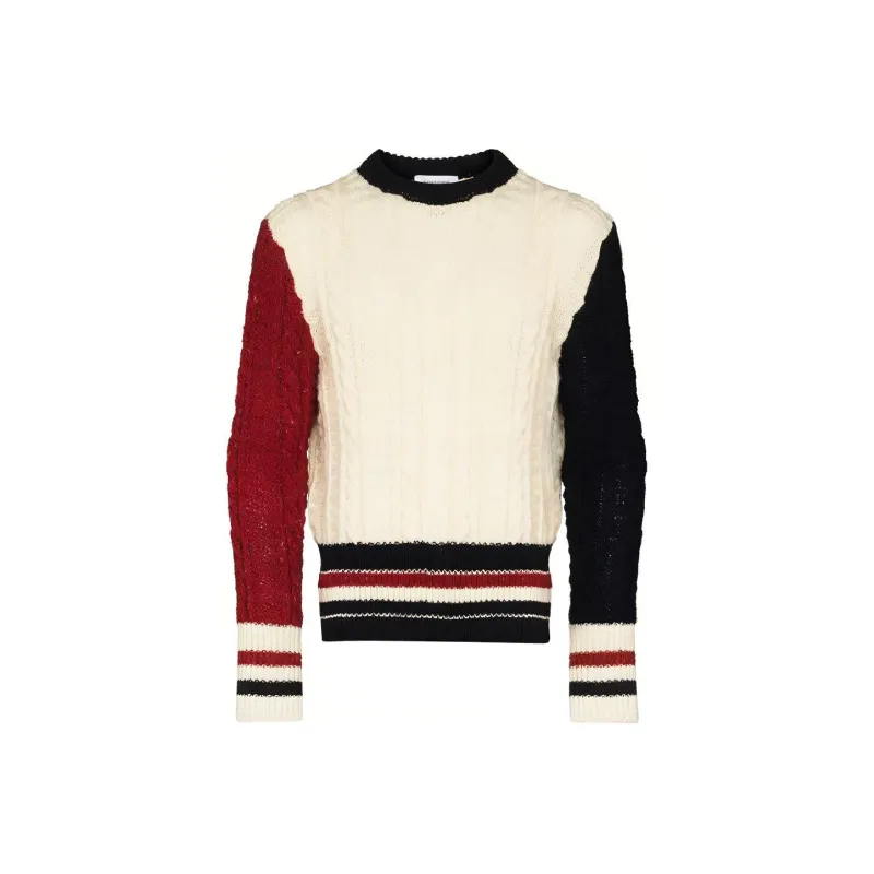 THOM BROWNE Three tone Cable knit Jumper-0