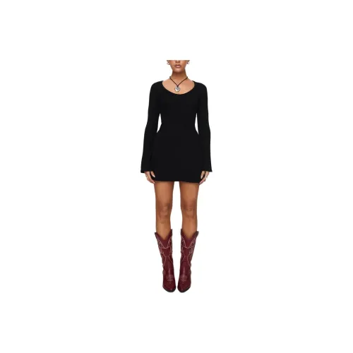PRINCESS POLLY BEST INTEREST LONG SLEEVE MINI DRESS Long Sleeved Dresses Women's Black