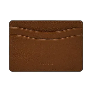 FOSSIL Genuine Leather Card Holder Unisex Brown