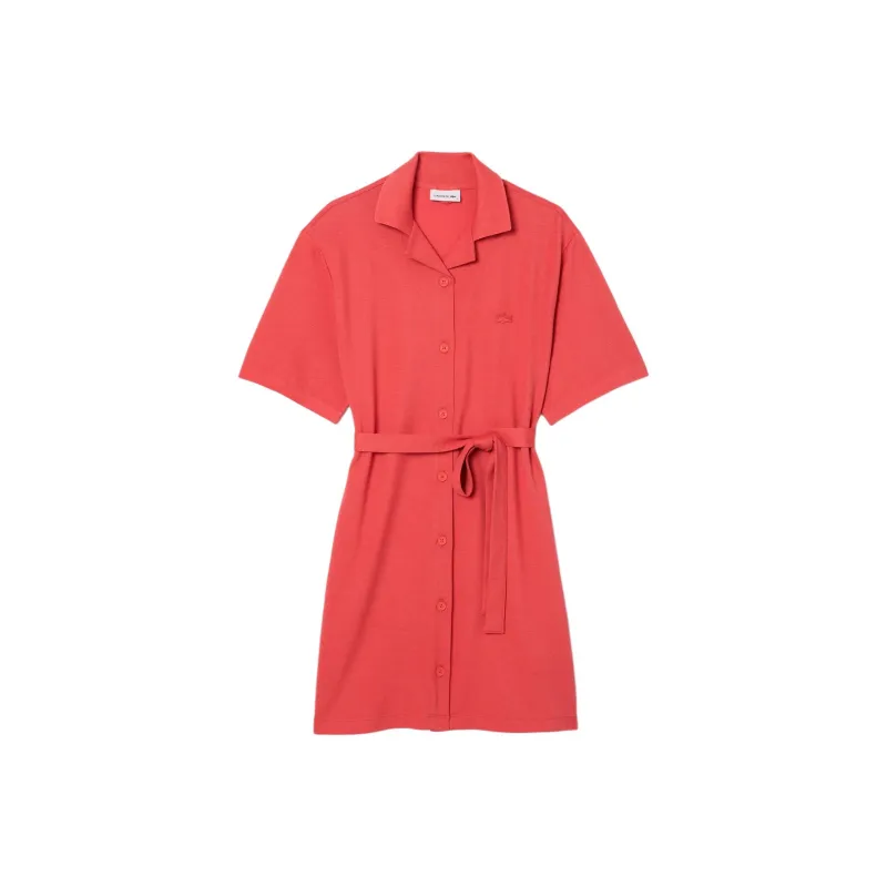 LACOSTE Short Sleeved Dress Women's Pink-0