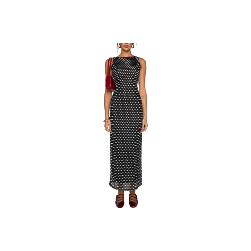 PRINCESS POLLY TOP OF MIND MAXI DRESS Sleeveless Dress Women's BLACK/Black-0