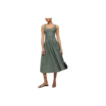 REFORMATION Roslyn Linen Dress Sleeveless Dress Women's Plaid