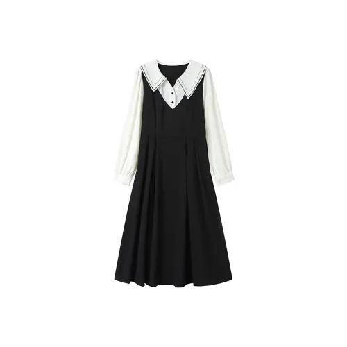 GULIANFEI Long Sleeved Dresses Women's Black & White