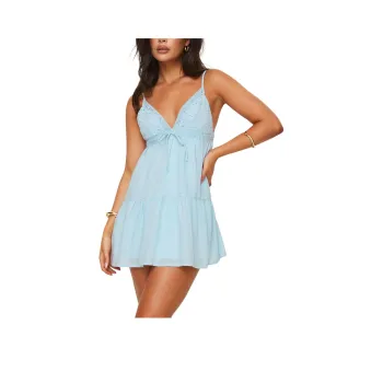 PRINCESS POLLY NICOLETTA MINI DRESS Slip Dress Women's Light Blue/Light Blue