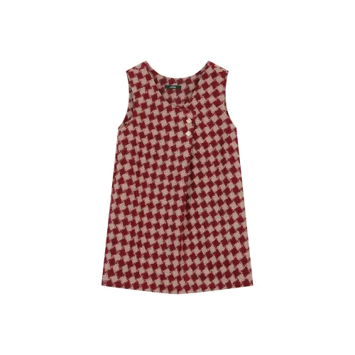 ELF SACK Sleeveless Dress Women's Red White