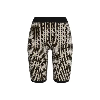 BALMAIN Monogram Knit Cyclist Shorts 'Black/White'