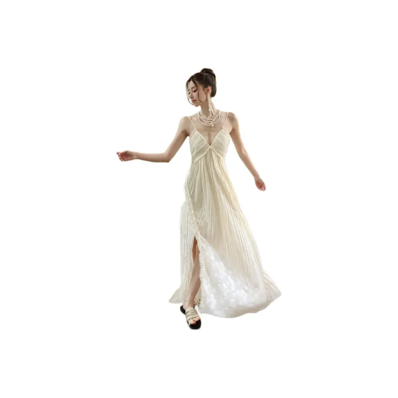 MADALLO Slip Dress Women's Light Beige Apricot-0