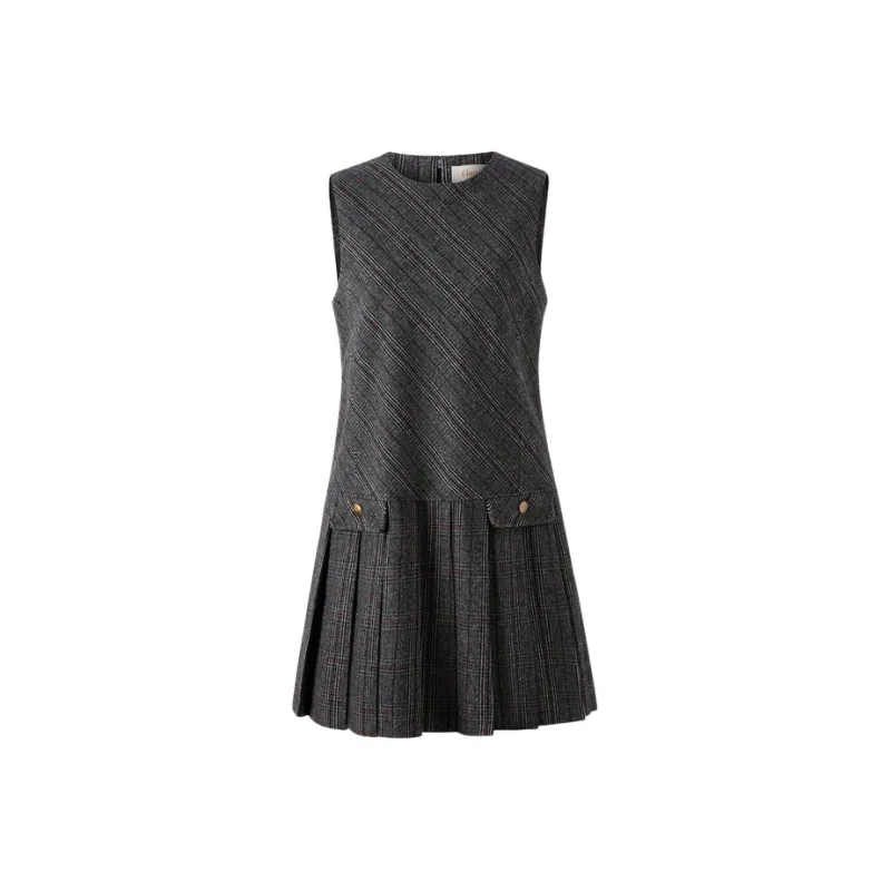 E.land Sleeveless Dress Women's Color Block-0