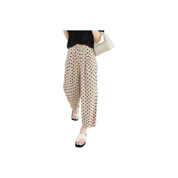 TOUCH Casual Pants Women's Beige Black Polka Dot
