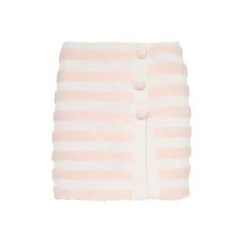 BALMAIN Short Striped Tweed Skirt