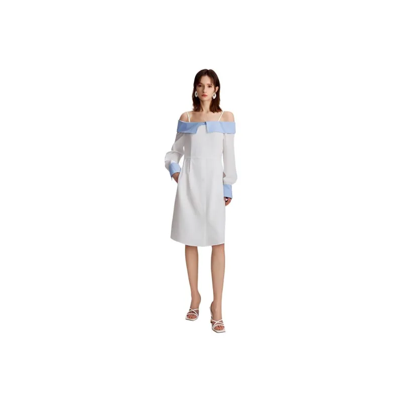 ELLE Summer Clothing New Arrival Long-Sleeved Skirt Women's White-0