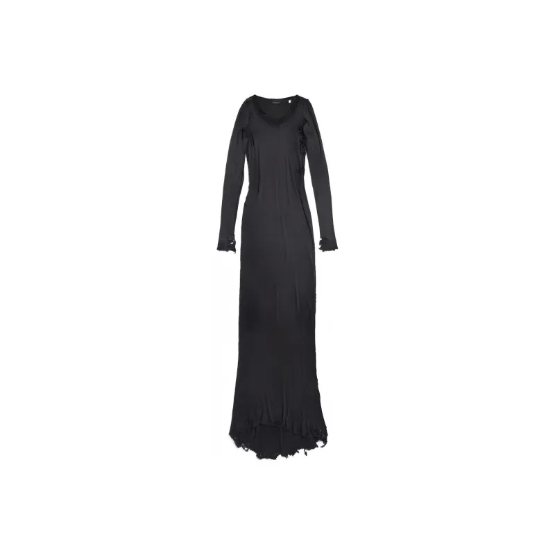 Balenciaga Long Sleeve Lingery Maxi Dress 'Washed Black'-0