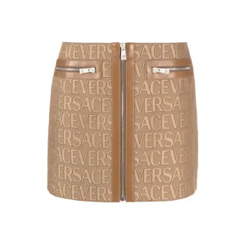 VERSACE Allover Leather trim Miniskirt