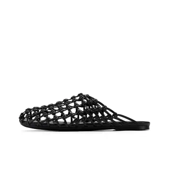 GG CC Rubber Sole Woven Abrasion Resistant Slip Resistant Closed Toe Slippers Women's