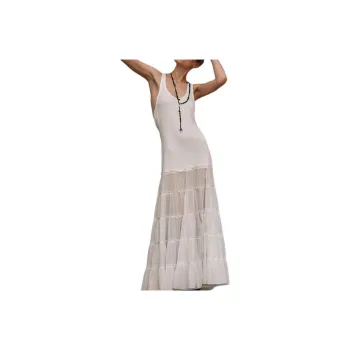 FREE PEOPLE Noteworthy Maxi Slip Sleeveless Dress Women's White/White
